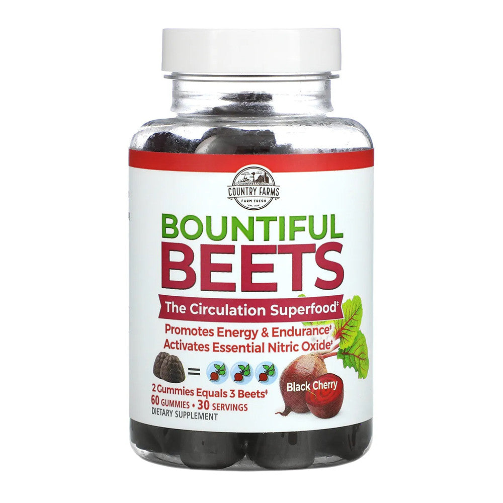 Country Farms Bountiful Beets Gummies Circulation Support, Black Cherry, 60 Ea